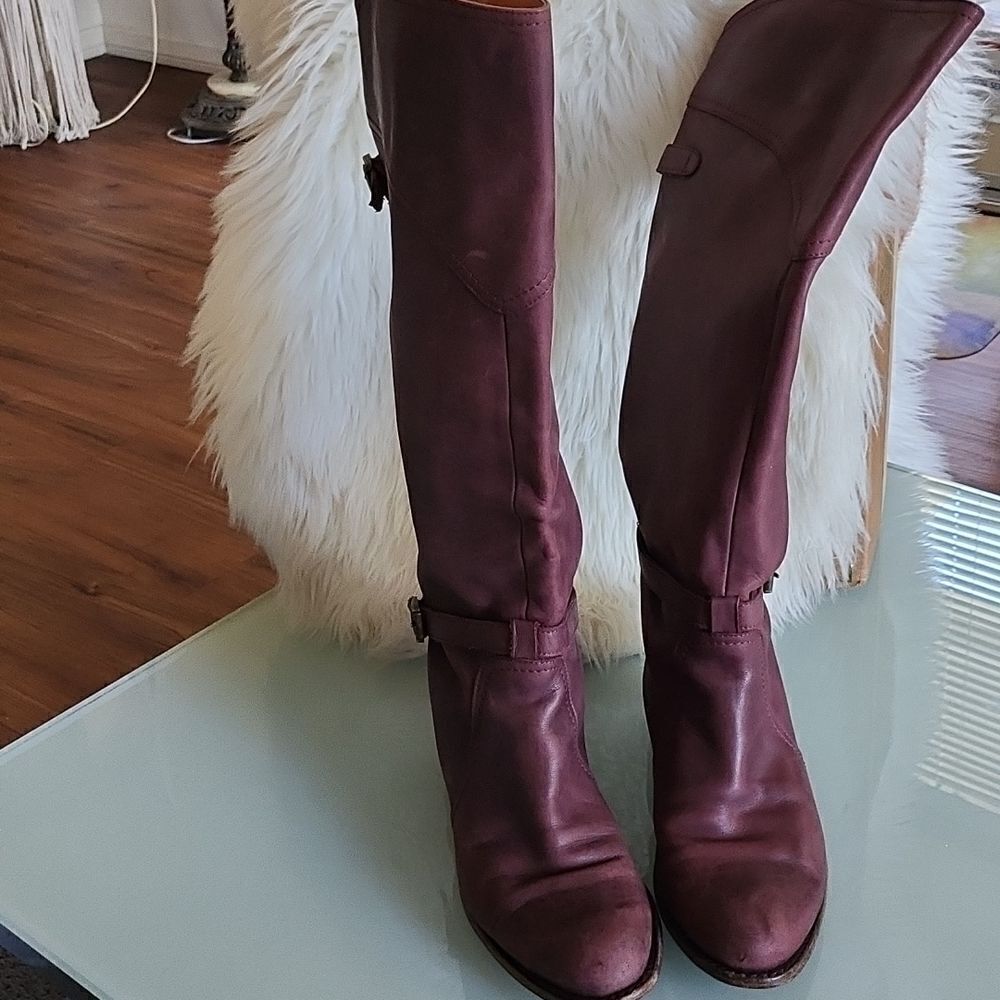 Frye Dorado Heritage Leather Equestrian Strappy Accent Riding Boots Size 7 - Picture 3 of 11